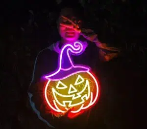 halloween spooky neon sign