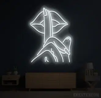 Alternative view of Be Quiet Finger on Lips Neon Sign