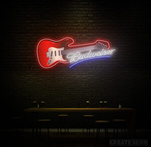 Budweiser guitar neon sign
