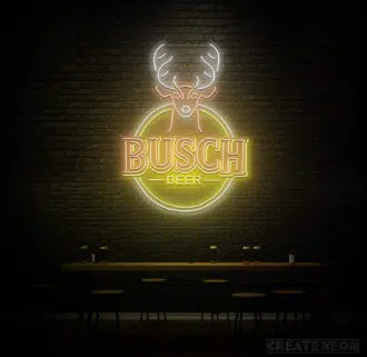 Alternative view of Busch Deer neon sign