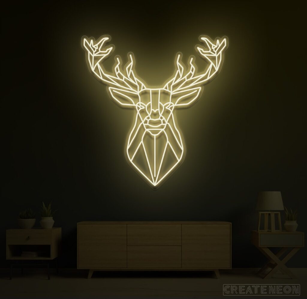 Deer Head Neon Sign -Unique & Realistic Decorative Art Piece