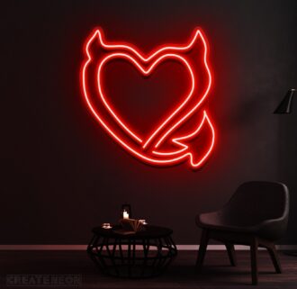 devil heart neon sign