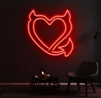 devil heart neon sign