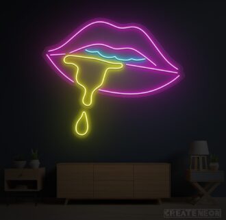 Alternative view of Dripping Lips Neon Sign