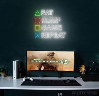 Eat Sleep Game Repeat Neon