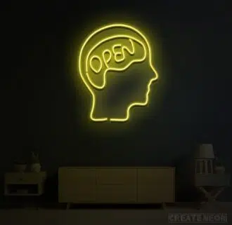 Open Mind Brain Neon Sign