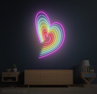 Rainbow Heart Shape Neon Sign