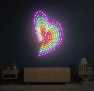Rainbow Heart Shape Neon Sign