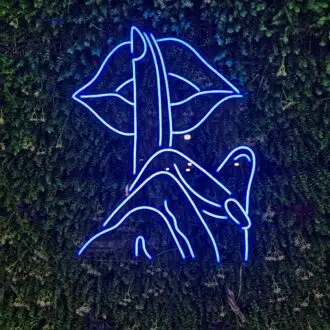 Be Quiet Finger on Lips Neon Sign