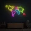 Multicolor World Map Neon Sign