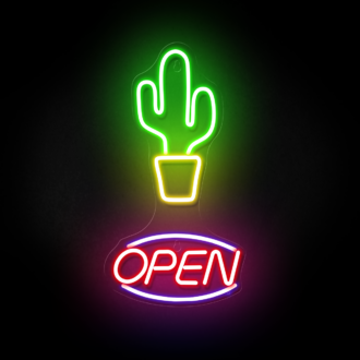 Mini Cactus Open Neon Sign