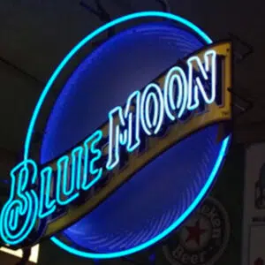 blue moon neon sign