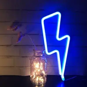blue neon sign