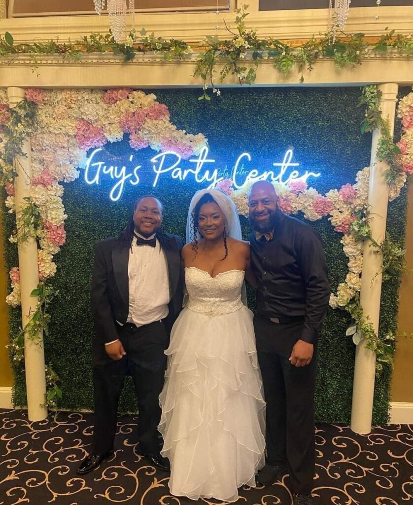 wedding neon sign with flowers