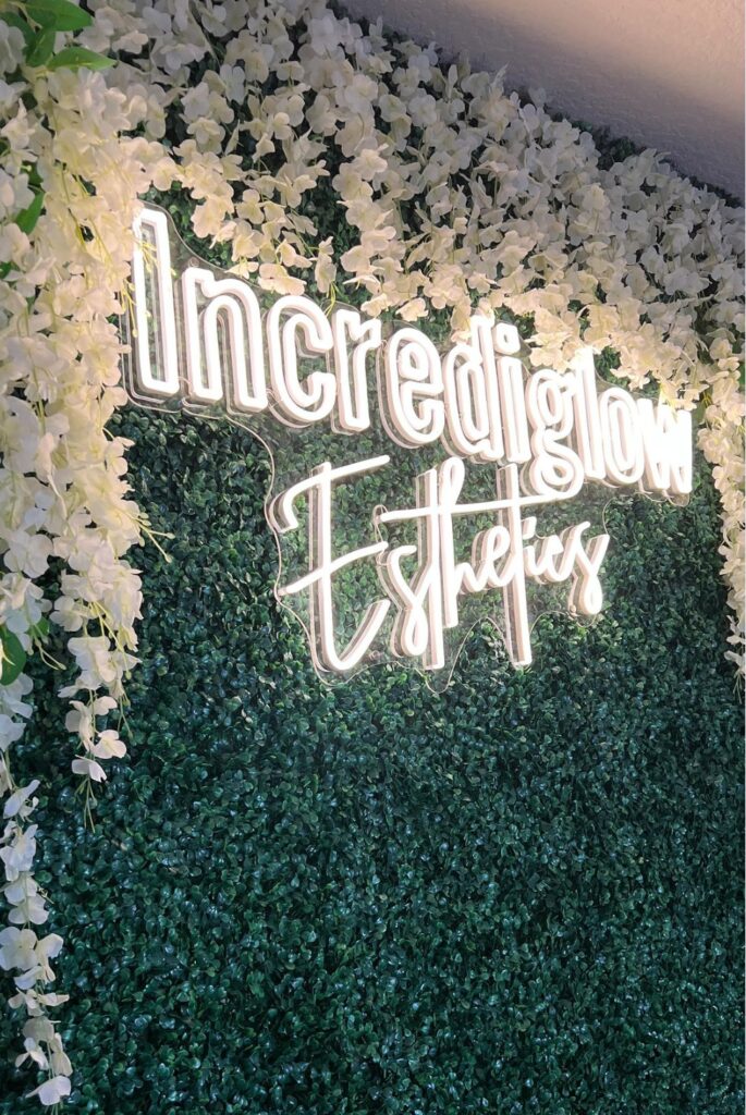 white flower neon sign