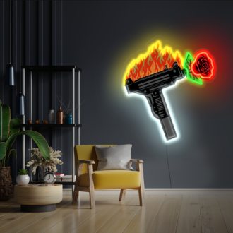 Fiery Firearm Neon Sign