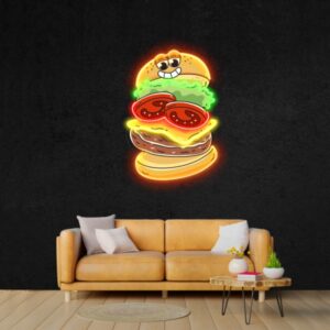 burger pop art neon sign