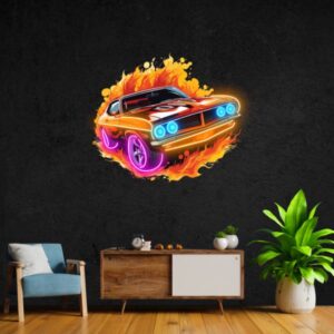 car fire neon light pop art sign