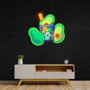avocado bubble tea neon sign