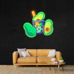 avocado bubble tea pop art sign