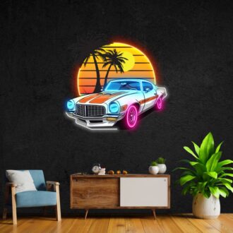 classic vintage car pop art neon sign
