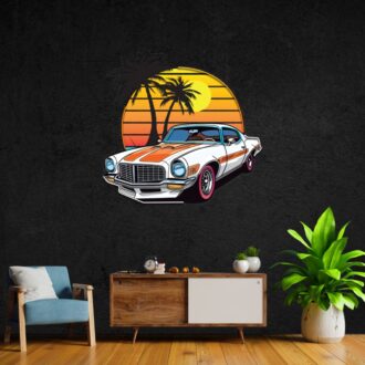classic vintage car pop art neon sign light off