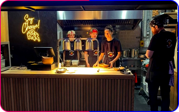 led lights above the counter