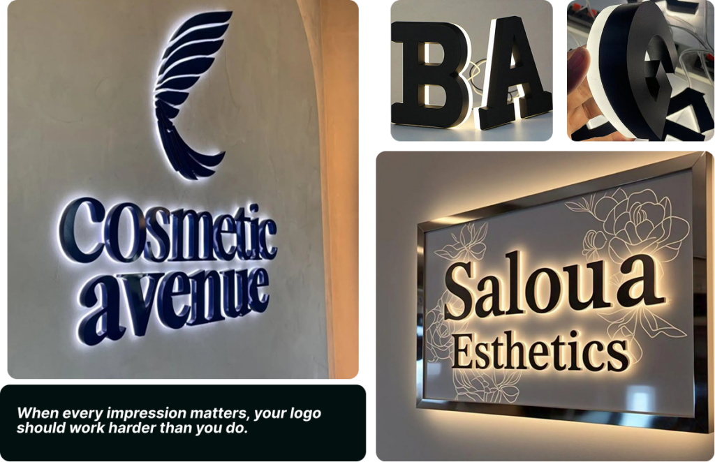 Backlit storefront sign enhancing visibility and attracting customers