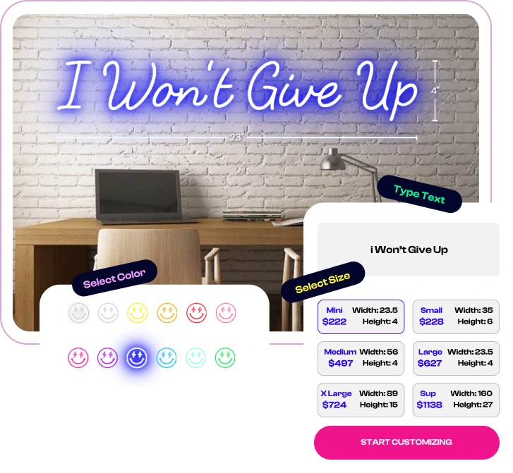 Online neon sign design tool by Createneon to create custom text neon signs